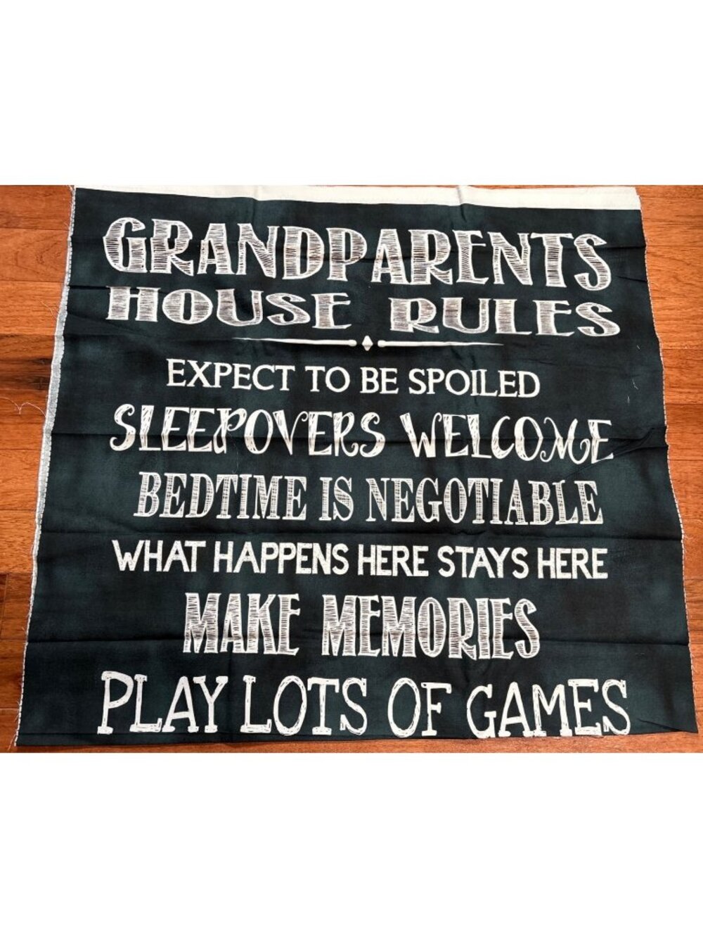 Timeless Treasures Grandparents Rules Fabric Panel 23"x44" Black Cotton Quilting